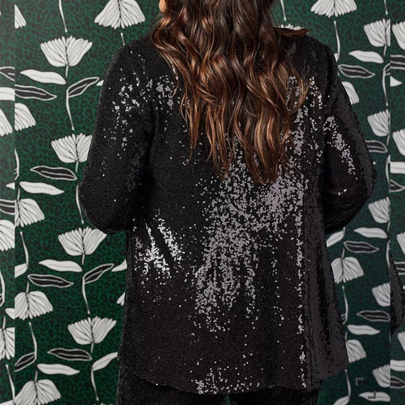 Torrid Sylvia Mollie Longline Sequin Black Blazer 2X - Picture 2 of 14